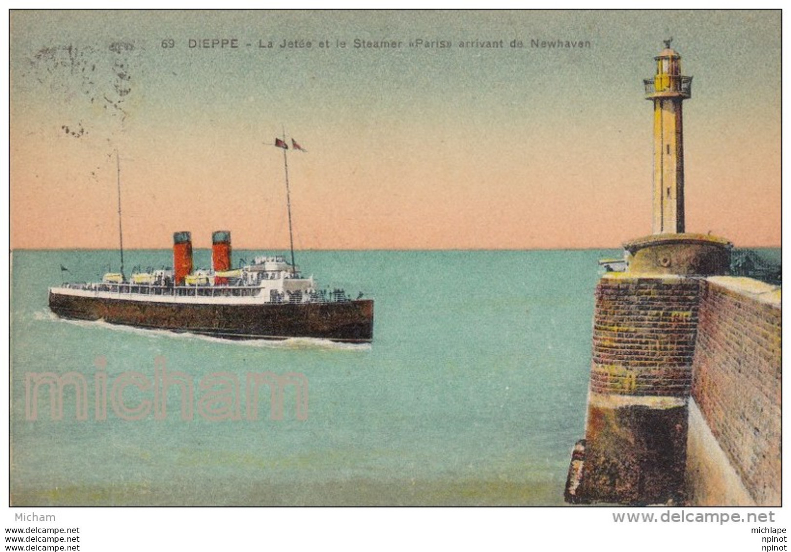 CPA  76  DIEPPE     LA  JETEE ET LE STEAMER  PARIS   TB ETAT - Dieppe