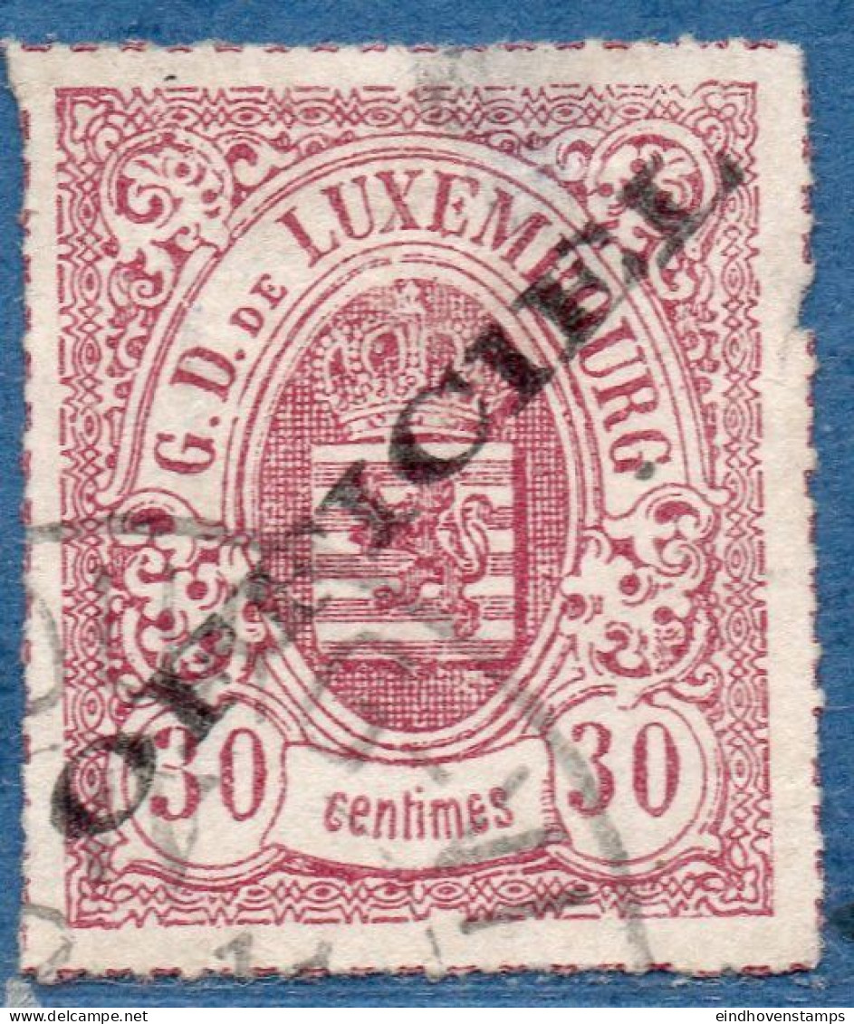 Luxemburg Service 1875 30 C Wide Overprint Thin Spot Cancelled - Officials