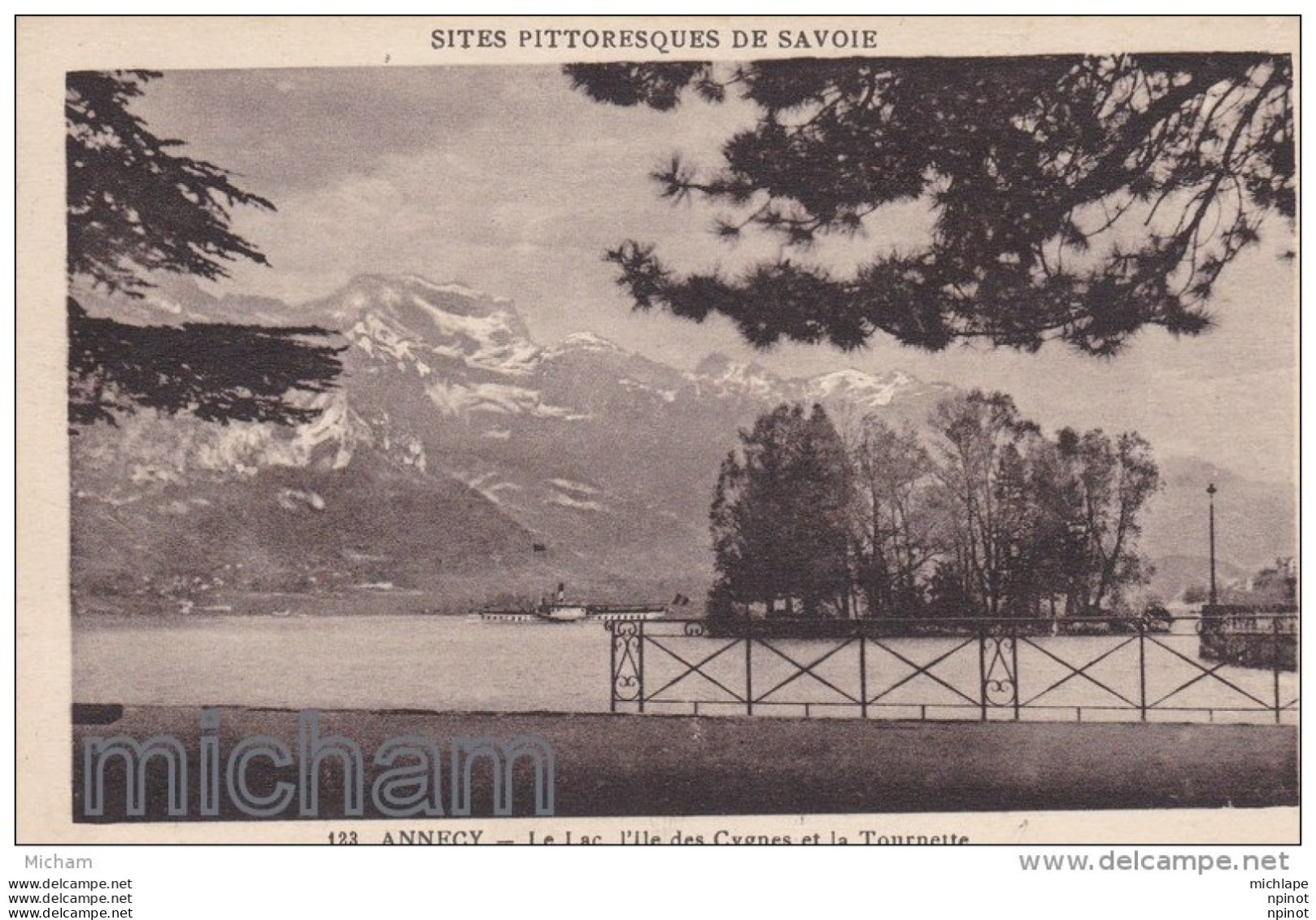 CPA 74 ANNECY   LE LAC    L'ILE  DES  CYGNES  ET LA  TOURNETTE   TB ETAT - Annecy