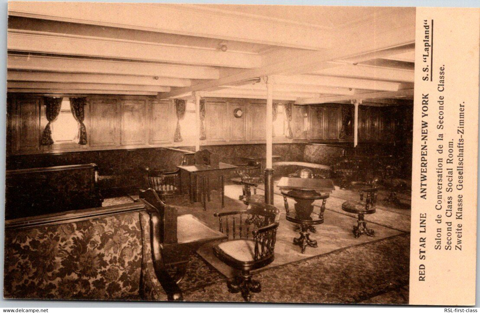 RED STAR LINE : Second Class Social Room From Series Interior Photos 3 - Booklet Lapland - Steamers