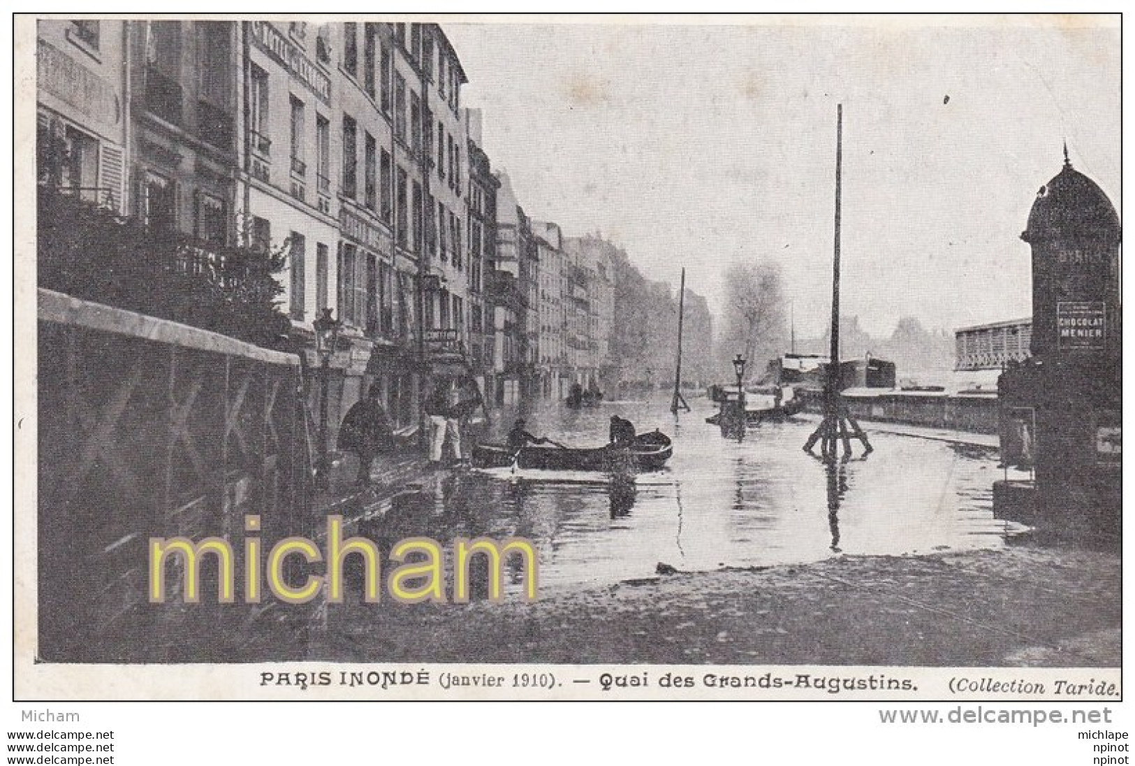 CPA    75 PARIS    CRUE  DE 1910  QUAI DES GRANDS  AUGUSTINS  TB ETAT - De Overstroming Van 1910