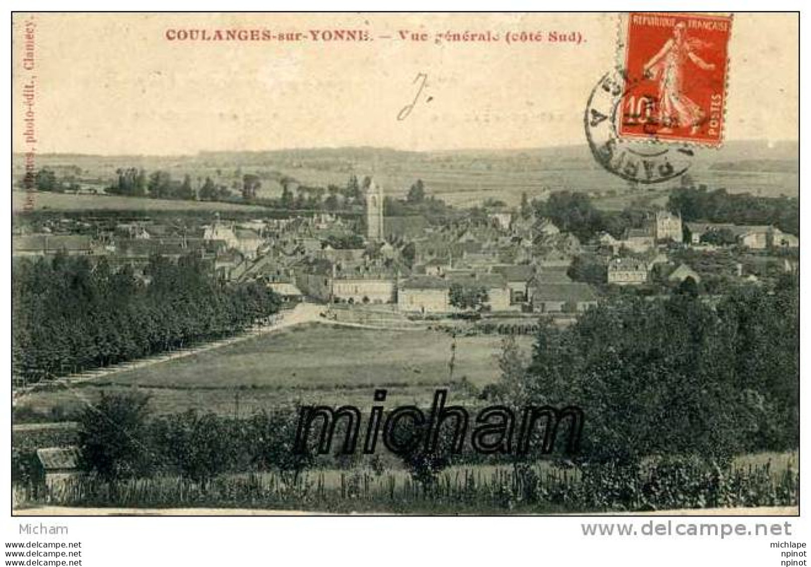 CPA 89  COULANGES SUR YONNE VUE GENERALE SUD TB ETAT - Coulanges Sur Yonne