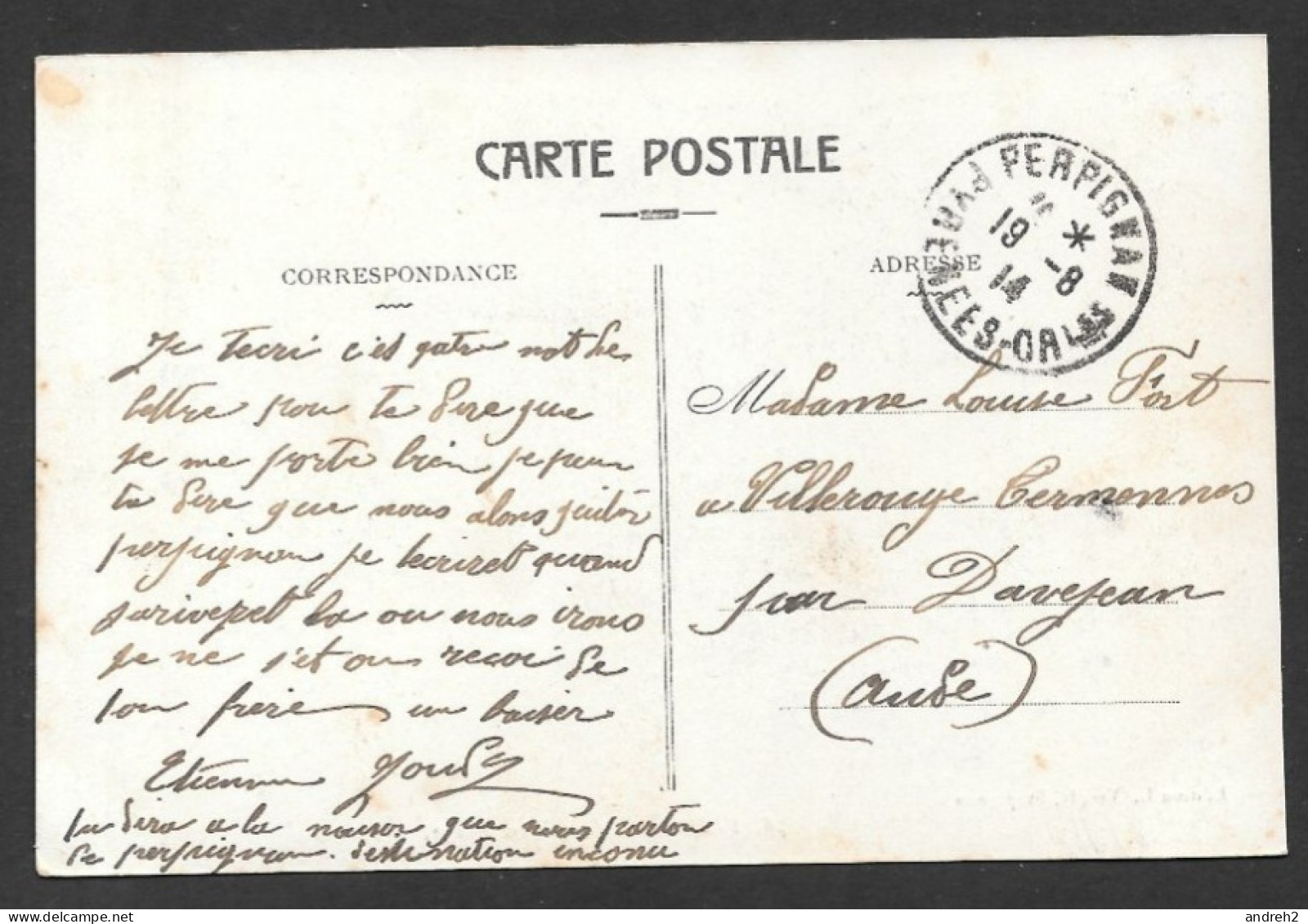 Perpignan  France - Oblitération 1914 Très Bel Oblitération - Place Arago - Édition L. Verges - Perpignan
