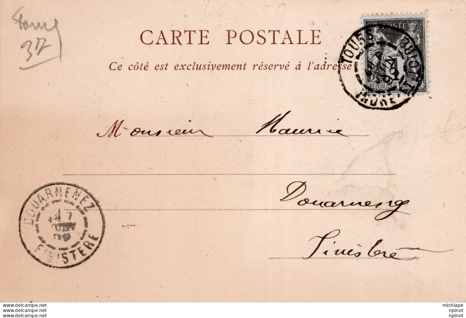 C P A  -  37 -  TOURS  - Perspective De La Rue  Nationale  PIONNIERE DE 1899 Cachet Au Dos - Tours