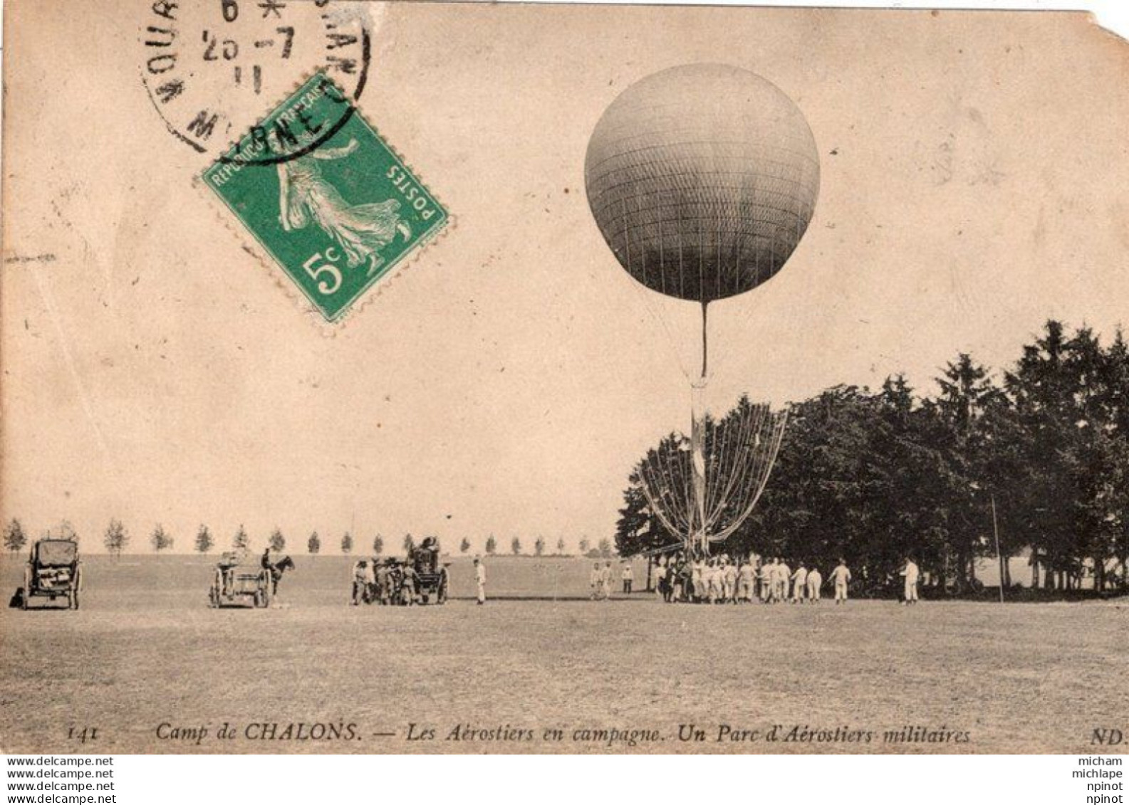 CPA 51 -CAMP DE CHALONS - Les Aerostiers En Campagne  - Ballon - Camp De Châlons - Mourmelon