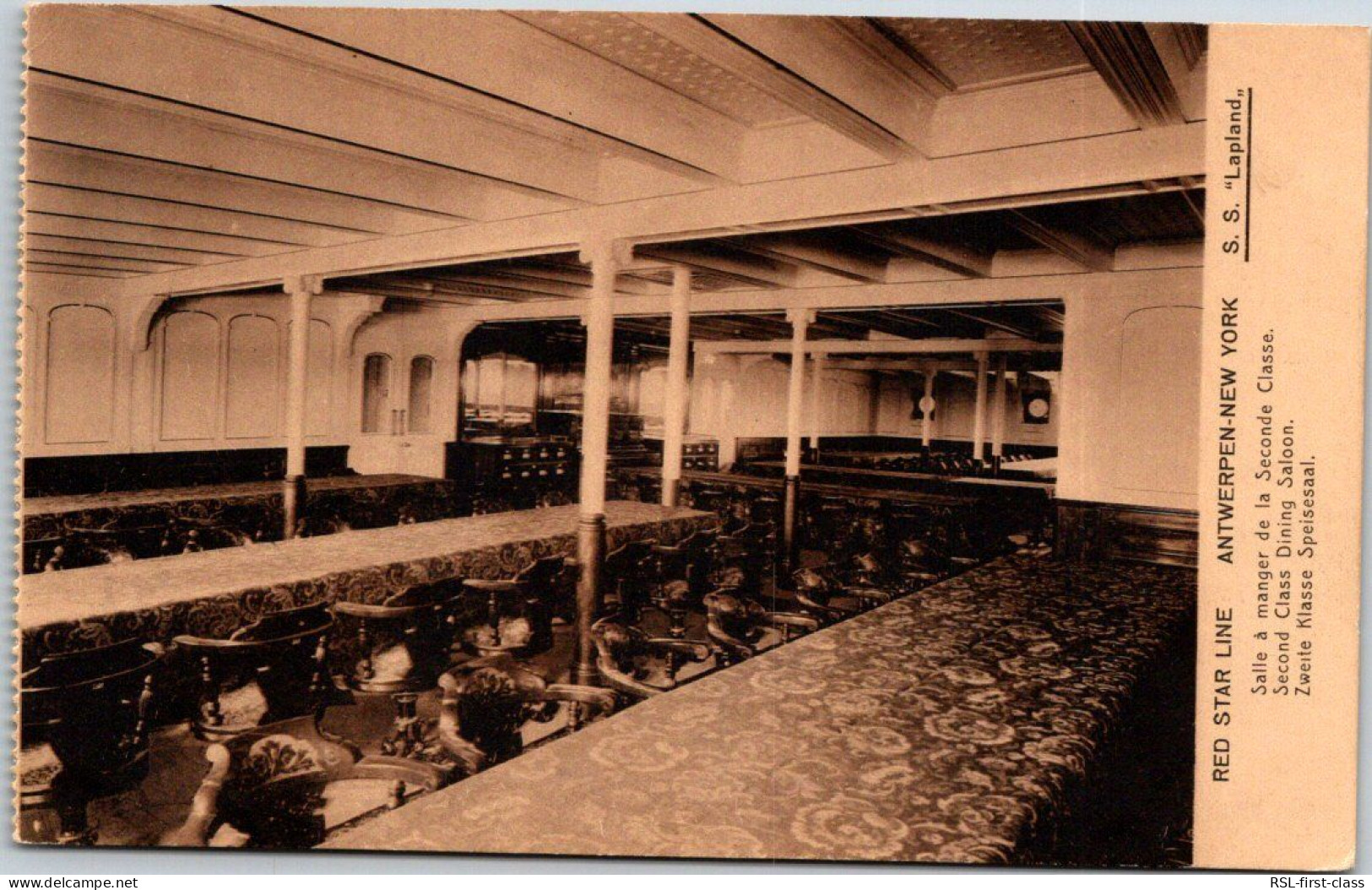 RED STAR LINE : Second Class Dining Saloon From Series Interior Photos 3 - Booklet Lapland - Paquebots