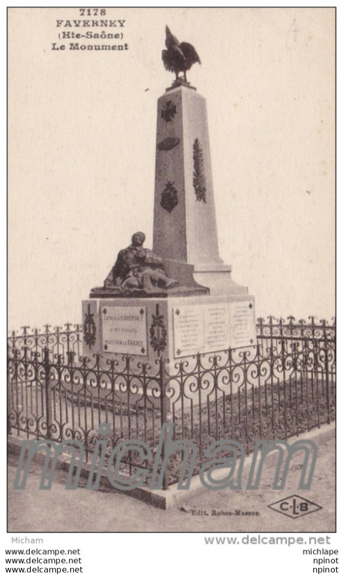 CPA  70  FAVERNEY  LE MONUMENT  TB ETAT - Other & Unclassified