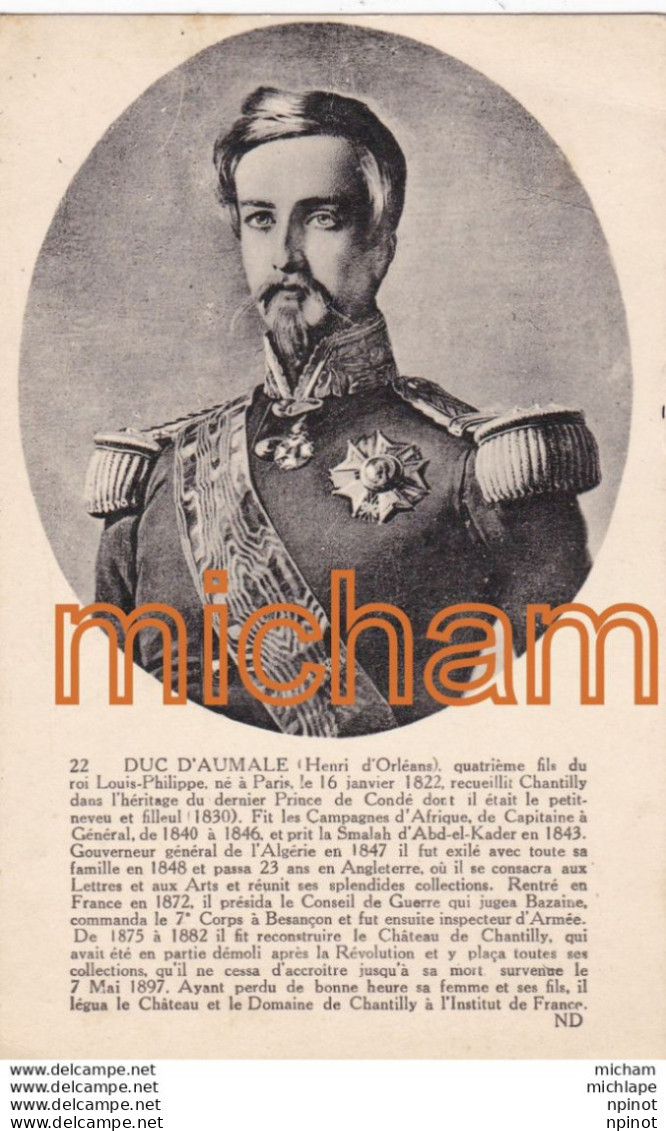 Theme Militaria  14/18 Le Duc D'aumale  Henri D'orleans - 1914-18