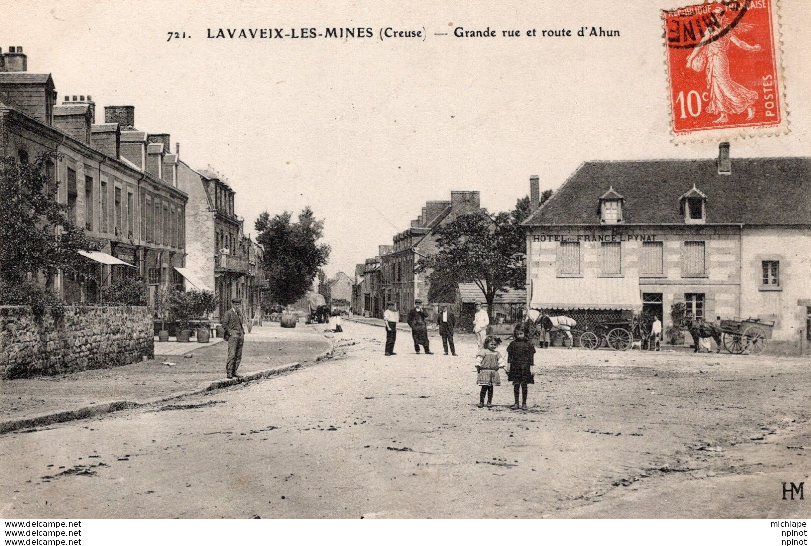 C P A  -  23  -      LAVAVEIX  -  LES - MINES   - Grande Rue  Et Route D ' Ahun - Other & Unclassified