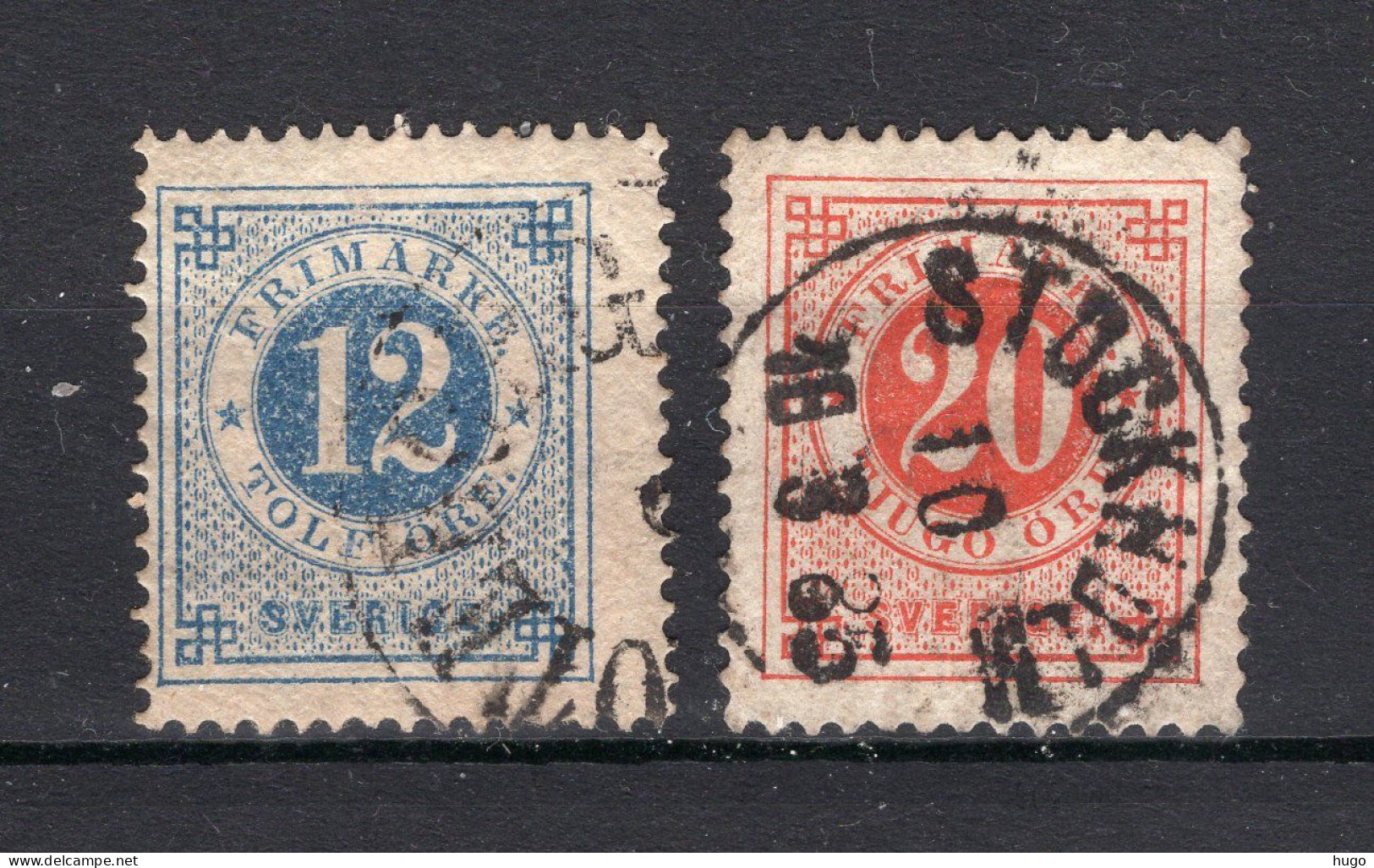 ZWEDEN Yvert 20/21A° Tanding 13 Gestempeld 1872-1885 - Used Stamps