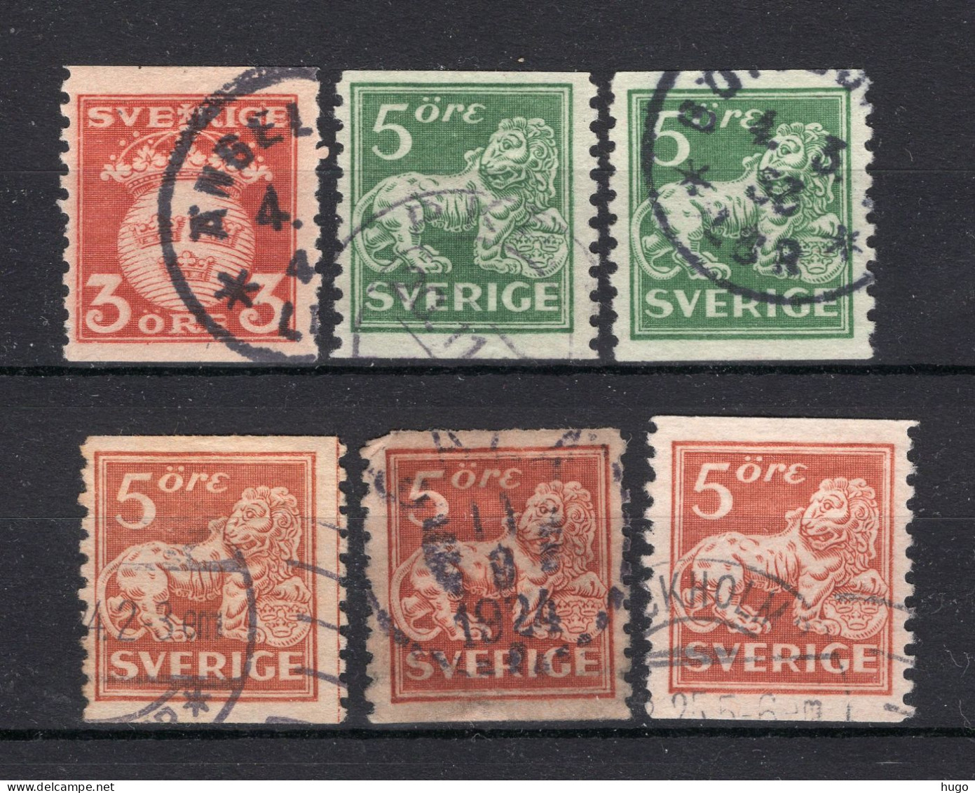 ZWEDEN Yvert 122/124° Gestempeld 1920-1924 - Oblitérés