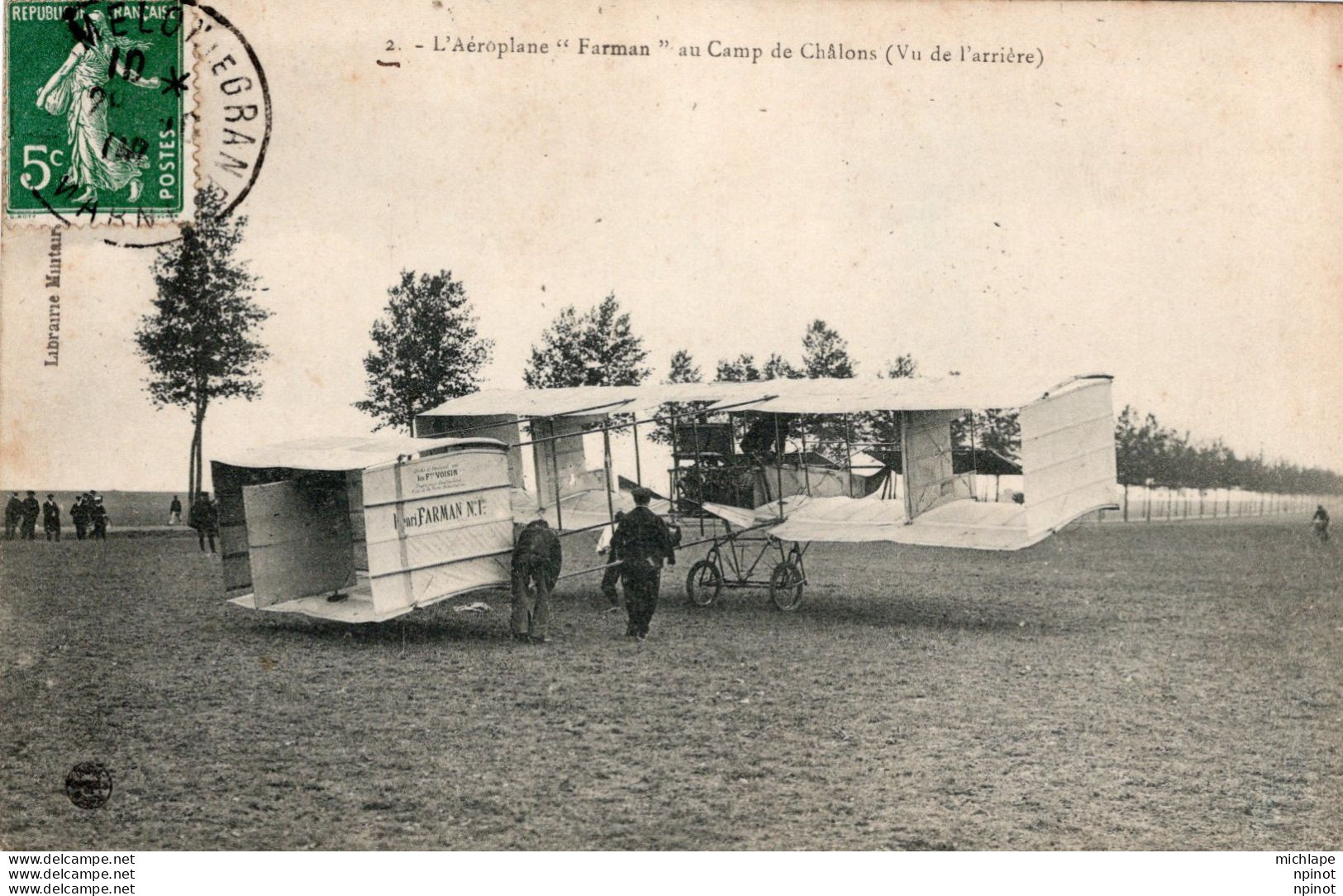 C P A  -  TH  - AVION - Aeroplane  FARMAN Au Camp De Chalons Vu De L'arrière - ....-1914: Précurseurs