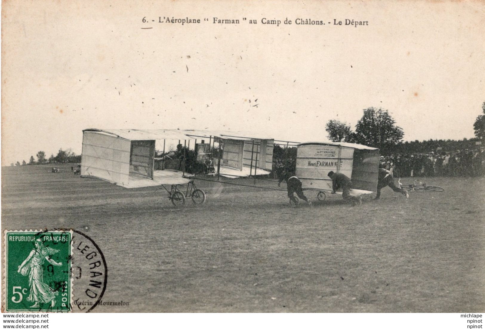 C P A  -  TH  - AVION -  Aéroplane   FARMAN  Au Camp De  Chalons Le Départ - ....-1914: Vorläufer