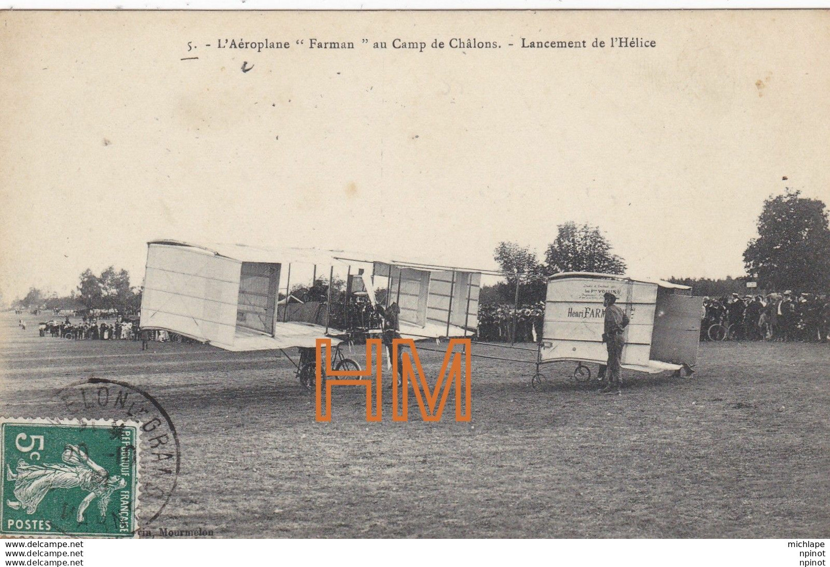 Theme  AVIONS Aeroplane  Farman Au Camp De Chalons Lancement De L'helice - 1914-1918: 1ère Guerre