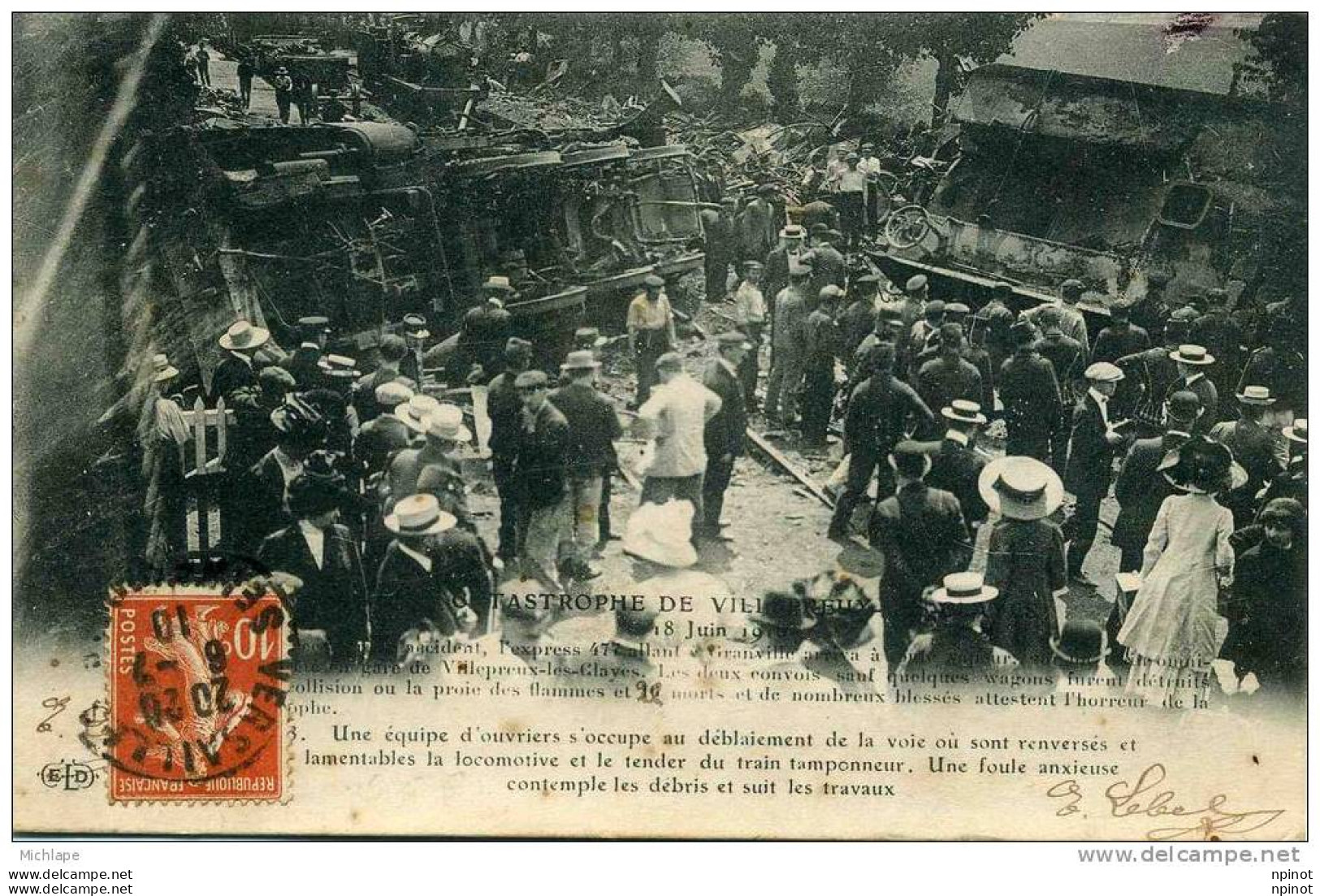 DERAILLEMENT DU 18/06 /1910 DEBLAIEMENT DE LA VOIX LOCOMOTIVE  TRES BON ETAT TOP - Villepreux