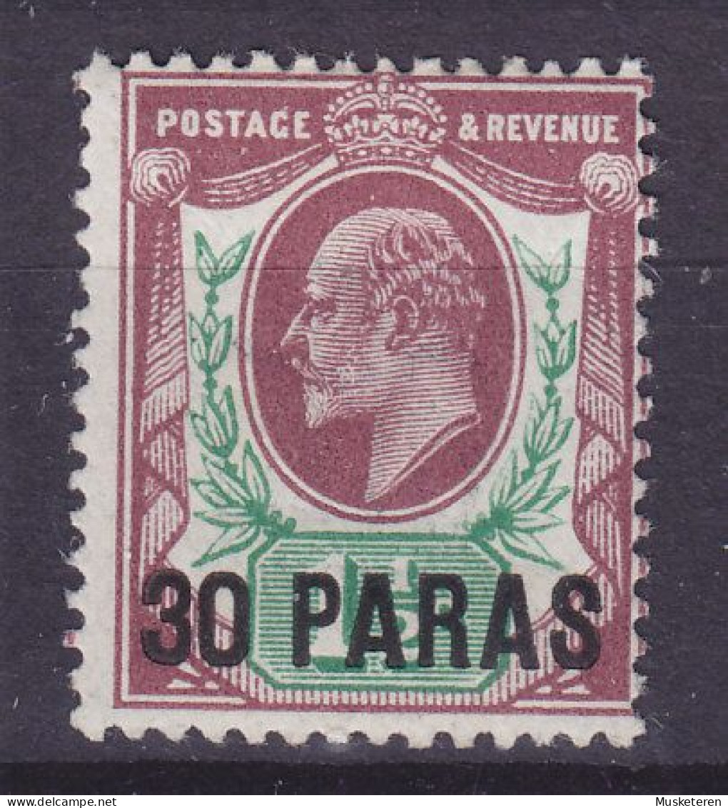 British Levant 1909 Mi. 26, 30 Pa Auf 1½p. König King Edward VII. Overprinted Aufdruck Surchargé, MH* - British Levant