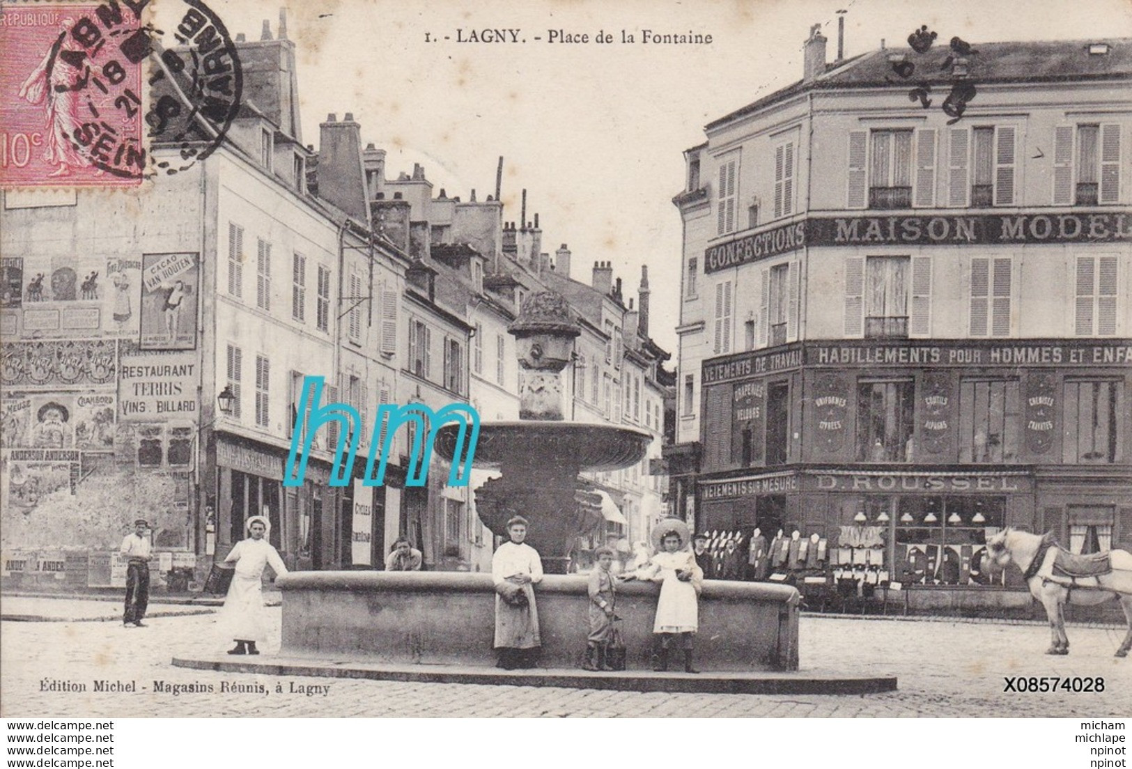 CPA  77  LAGNY  PLACE DE LA  FONTAINE  T B  ETAT - Lagny Sur Marne