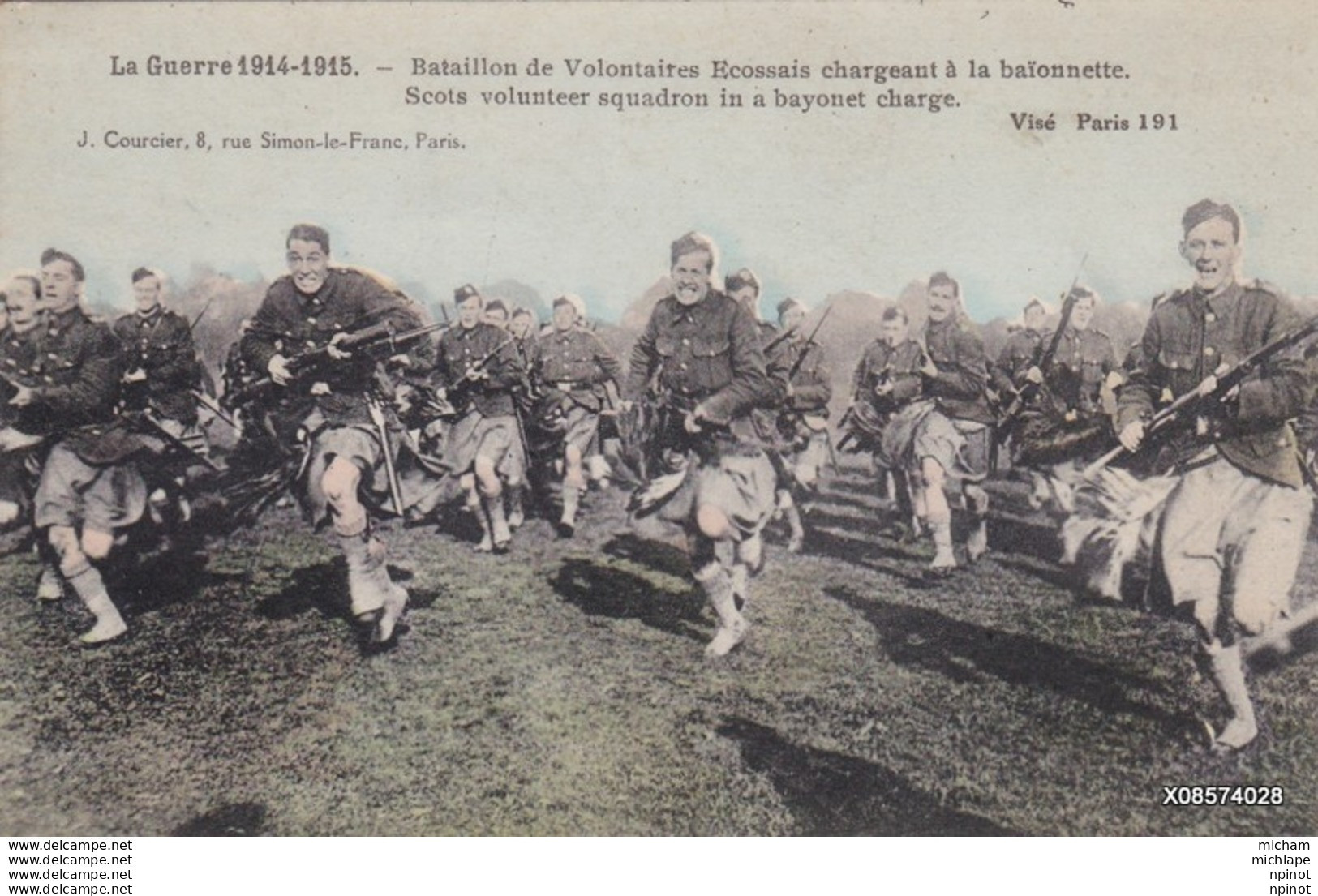 CPA Theme  Militaria 14/18 Bataillon Des Volontaires  Ecossais  Chargeant T B E - War 1914-18