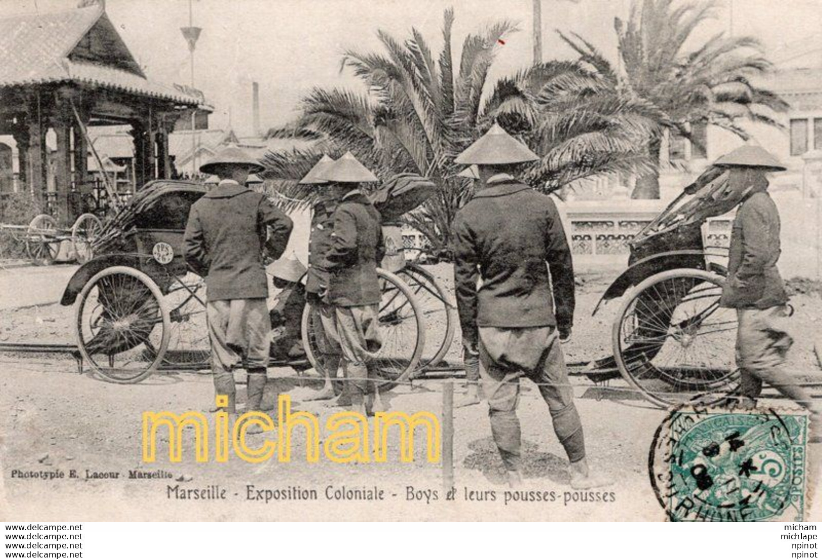 CPA  13 MARSEILLE  Exposition Coloniale  Boys Et Leur Pousses Pousses - Kolonialausstellungen 1906 - 1922