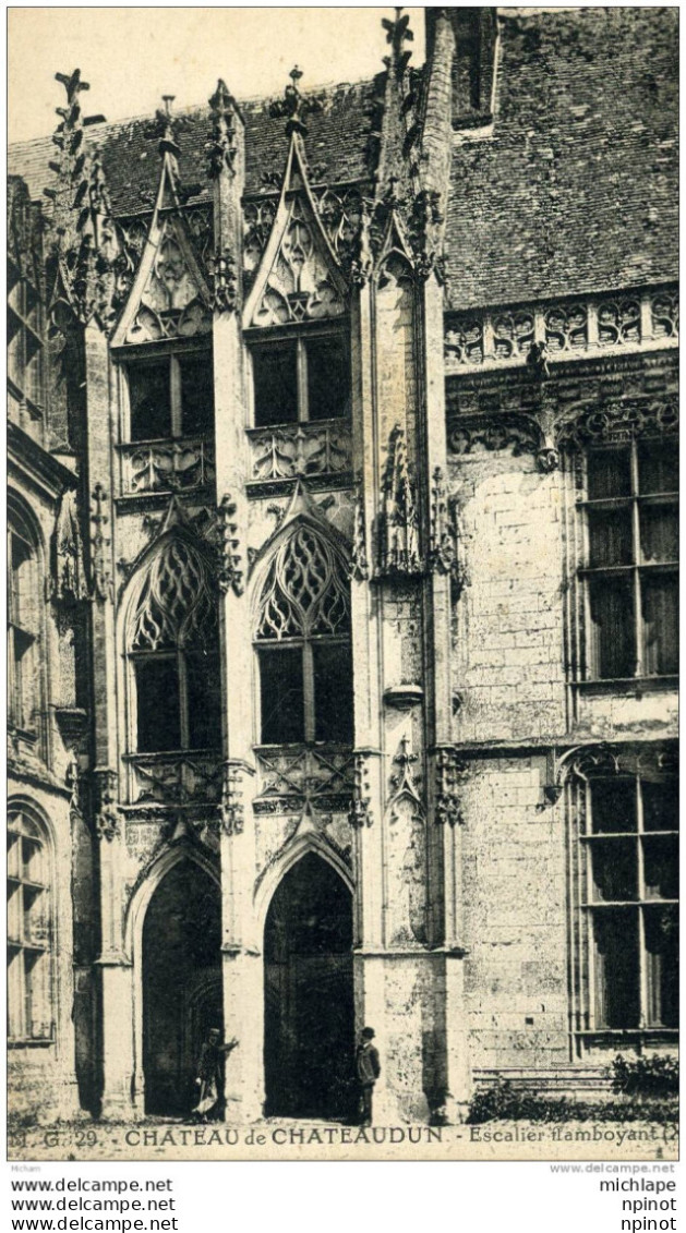 CPA  28   CHATEAUDUN  LE CHATEAU  ESCALIER FLAMBOYANT     PARFAIT ETAT - Chateaudun