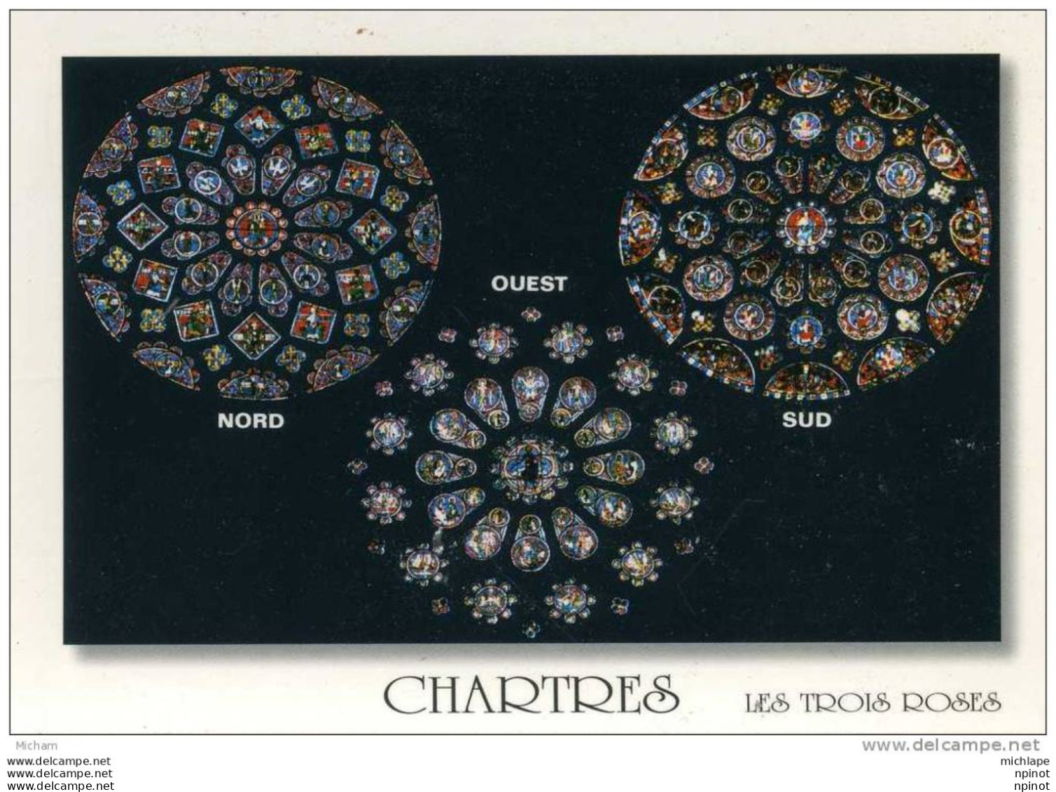 CPM    28 CHARTRES  CATHEDRALE  LES TROIS ROSES PARFAIT ETAT - Chartres