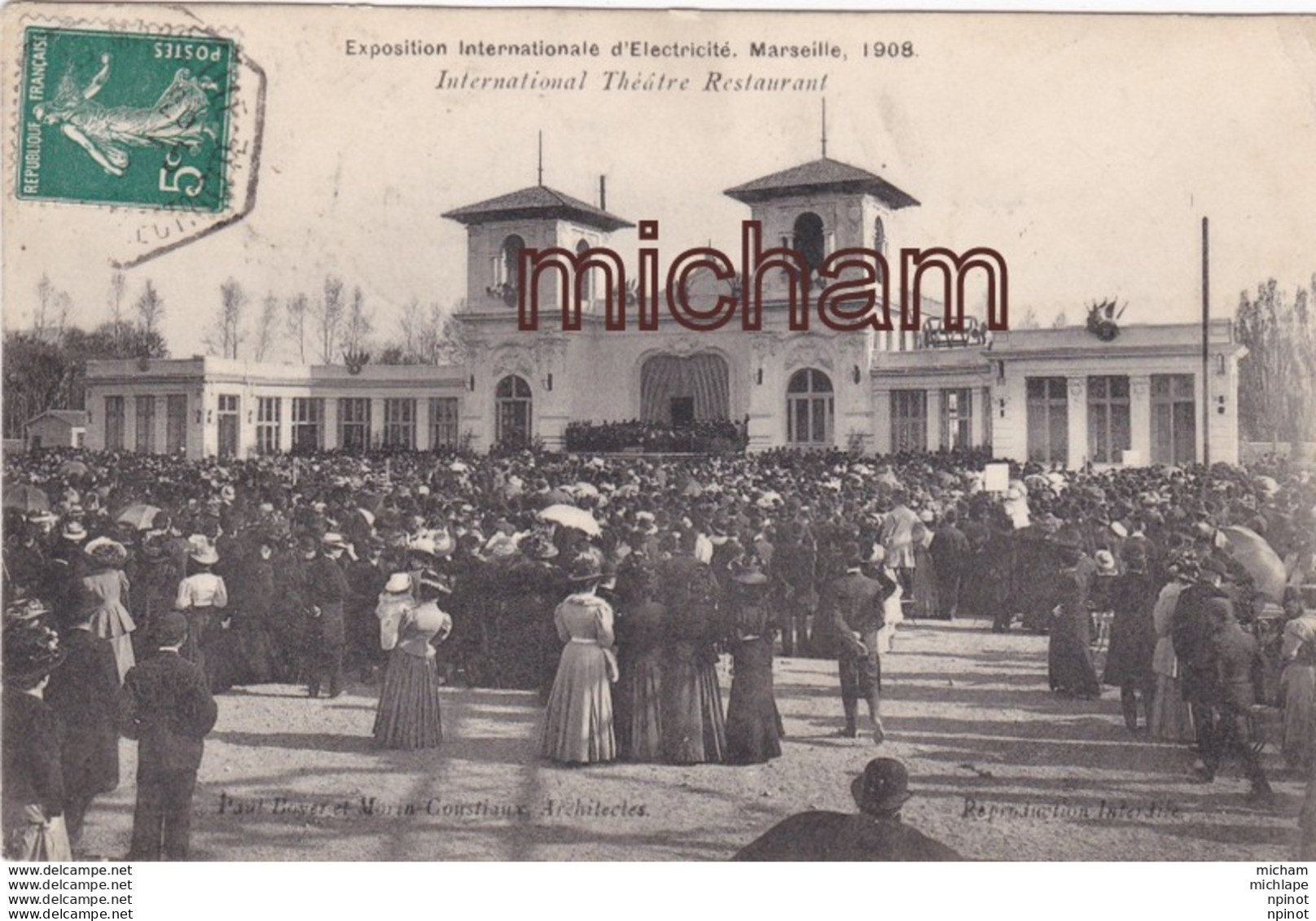 C P A 13 MARSEILLE   Exposition De L'electricité  1908 International Theatre  Restaurant - Weltausstellung Elektrizität 1908 U.a.