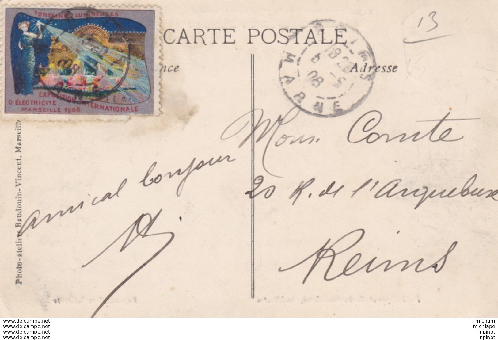 C P A 13 MARSEILLE   Exposition De L'electricité  1908 International Theatre  Restaurant - Weltausstellung Elektrizität 1908 U.a.