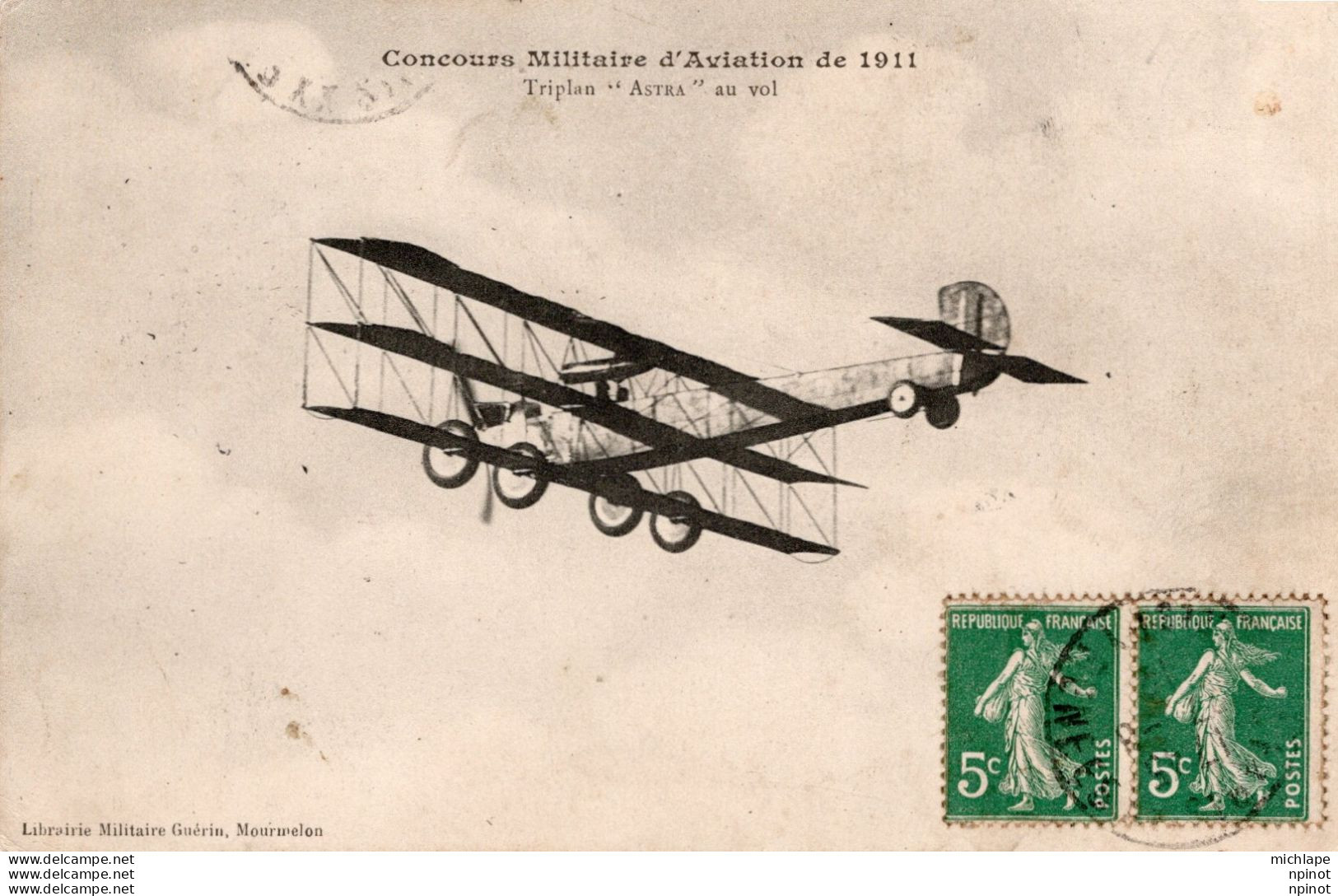 C P A  -  TH  - AVION -  Concours Militaire  D'aviation  De 1911  - Triplan Astra  Au Vol - ....-1914: Precursors