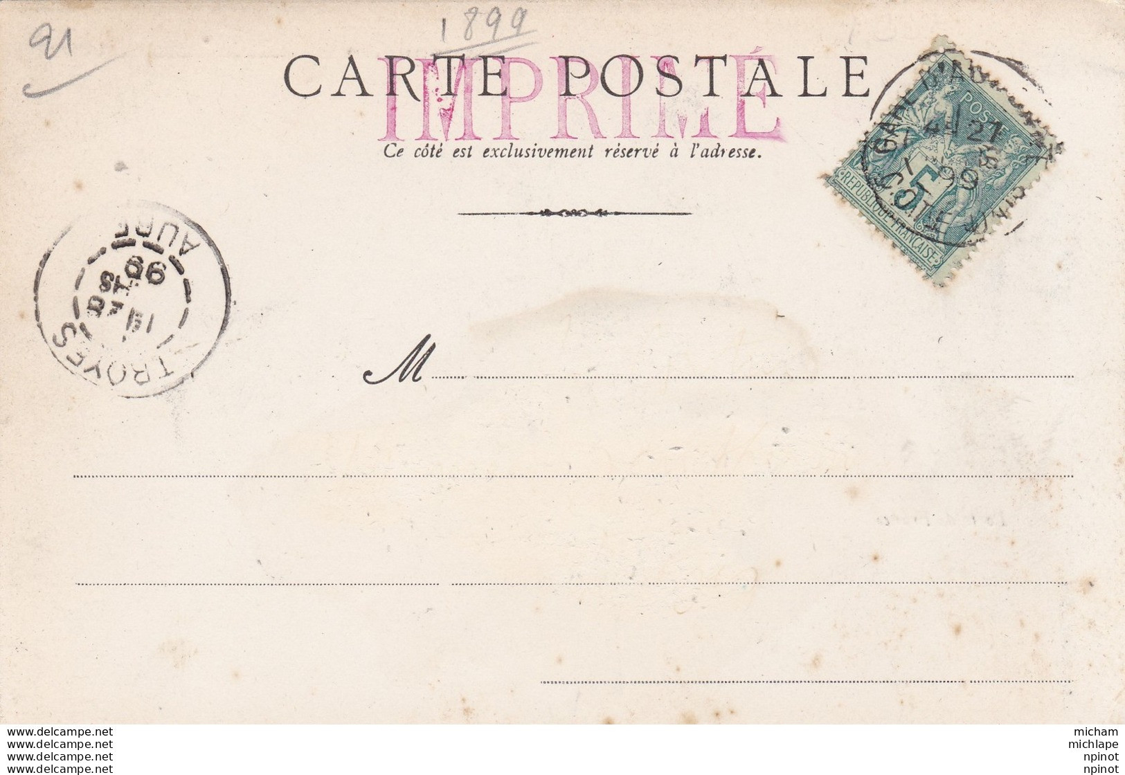 CPA Pionniere De1899  - 21 Auxonne La Porte De France  Cachet Postal De 1899 - Auxonne