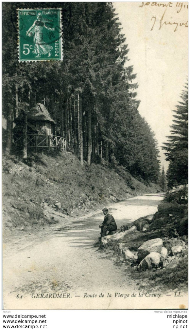 CPA   88  GERARDMER   ROUTE DE LA VIERGE  DE LA  CREUZE PARFAIT ETAT - Gerardmer