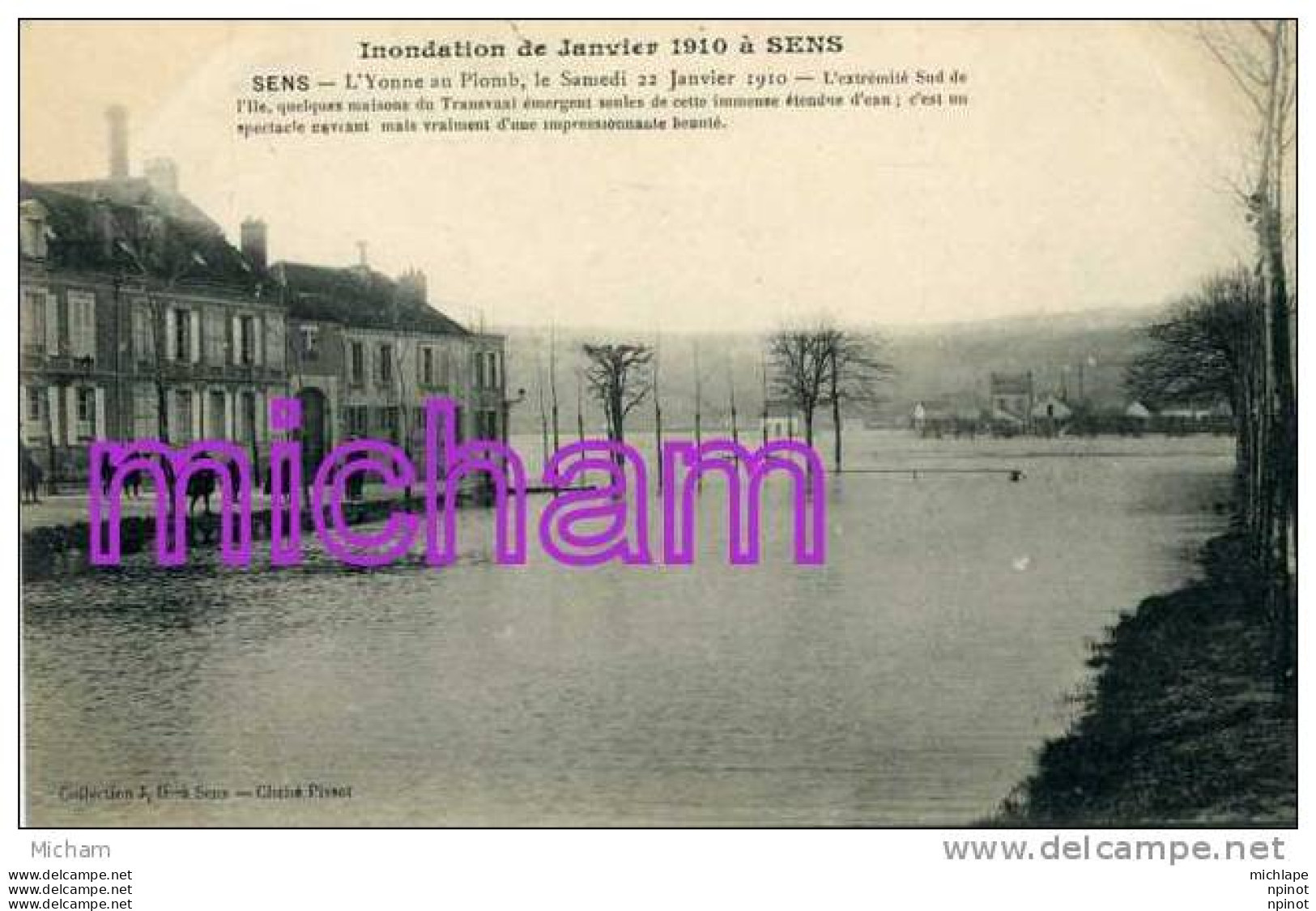 CPA 89 SENS CRUE DE 1910  L'YONNE   AU PLOMB TRES BON ETAT - Sens