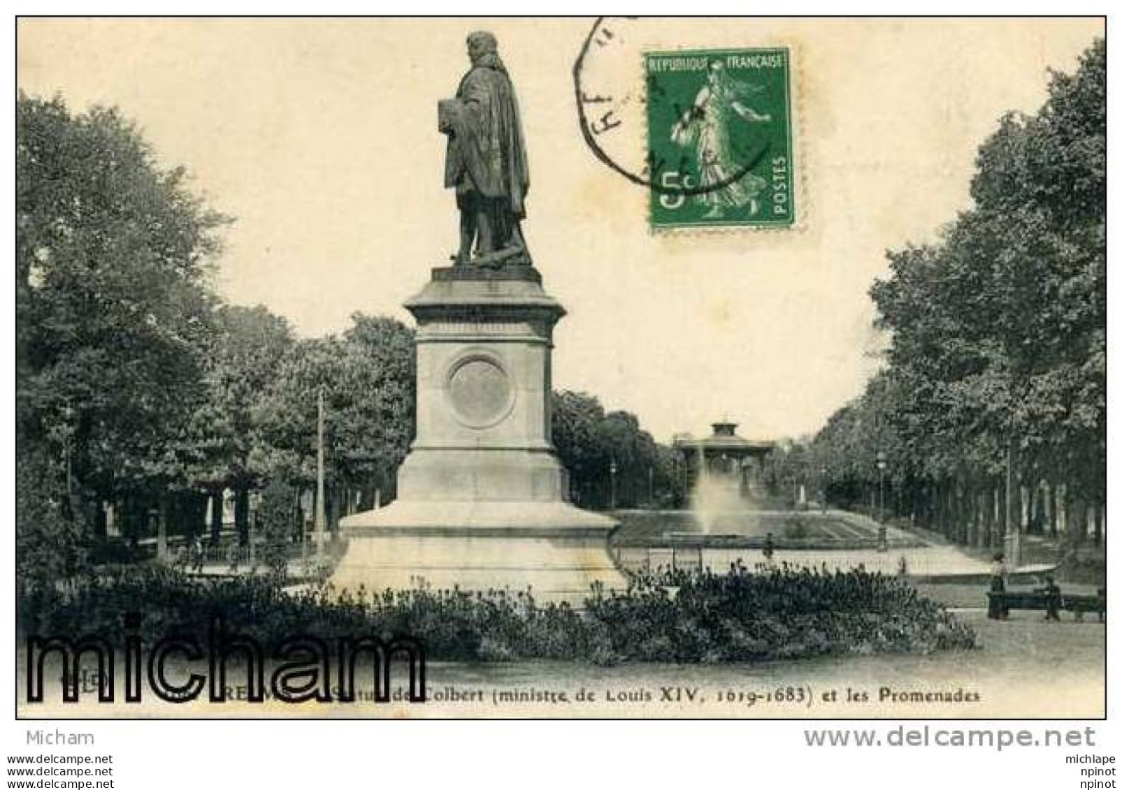 CPA   51  REIMS  STATUE  COLBERT     PARFAIT  ETAT - Reims