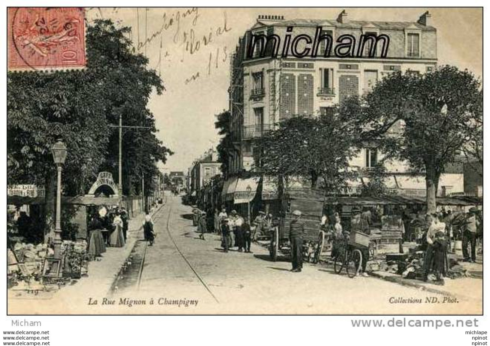 CPA  94   CHAMPIGNY  RUE MIGNON  LE  MARCHE    PARFAIT ETAT - Champigny Sur Marne