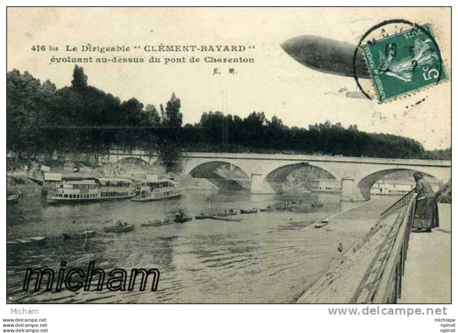 CPA  94   CHARENTON    LE DIRIGEABLE  CLEMENT BAYARD AU DESSUS DU PONT       PARFAIT ETAT - Charenton Le Pont