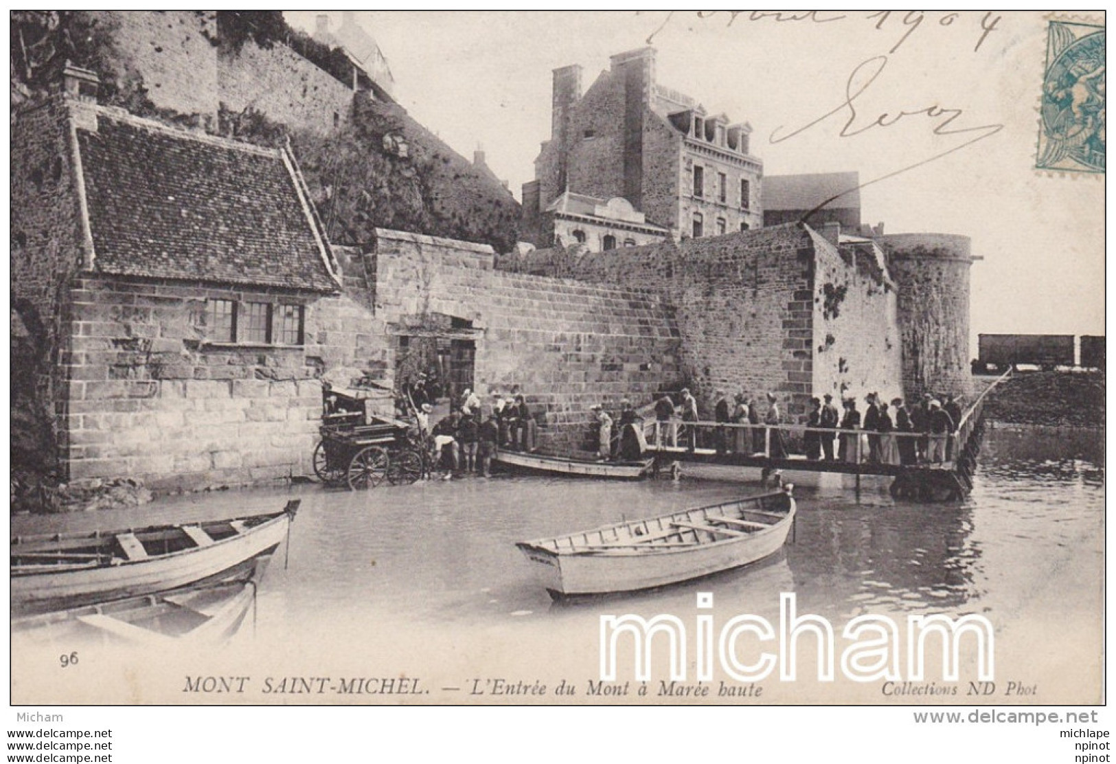 CPA  50 LE MONT ST  MICHEL ENTREE DU MONT  A MAREE HAUTE TB ETAT - Le Mont Saint Michel