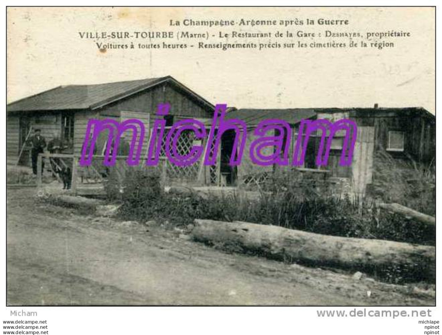 CPA  51     VILLE SUR TOURBE  RESTAURANT DE LA GARE      PARFAIT ETAT - Ville-sur-Tourbe