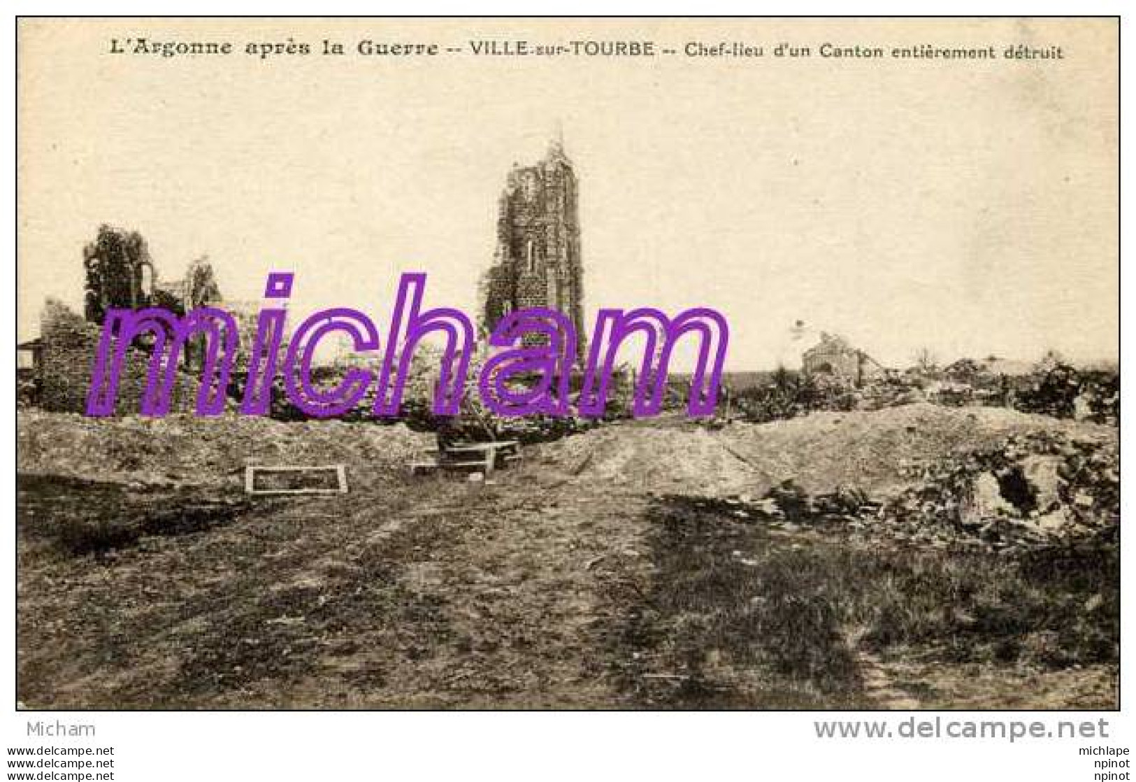 CPA  51     VILLE SUR TOURBE    DETRUIT  PARFAIT ETAT - Ville-sur-Tourbe