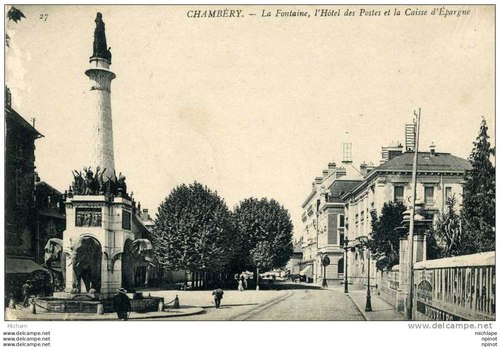 CPA 73  CHAMBERY  LA   FONTAINE  HOTEL DES POSTES ET CAISSE D'EPARGNE    PARFAIT ETAT - Chambery