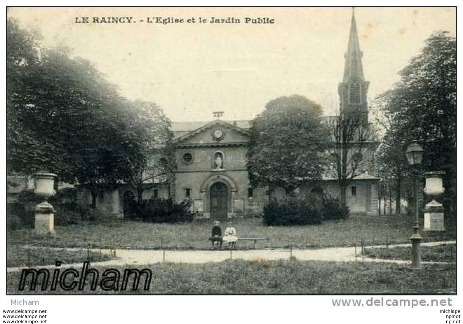 CPA 93 LE RAINCY  EGLISE ET JARDIN PUBLIQUE  PARFAIT ETAT - Le Raincy