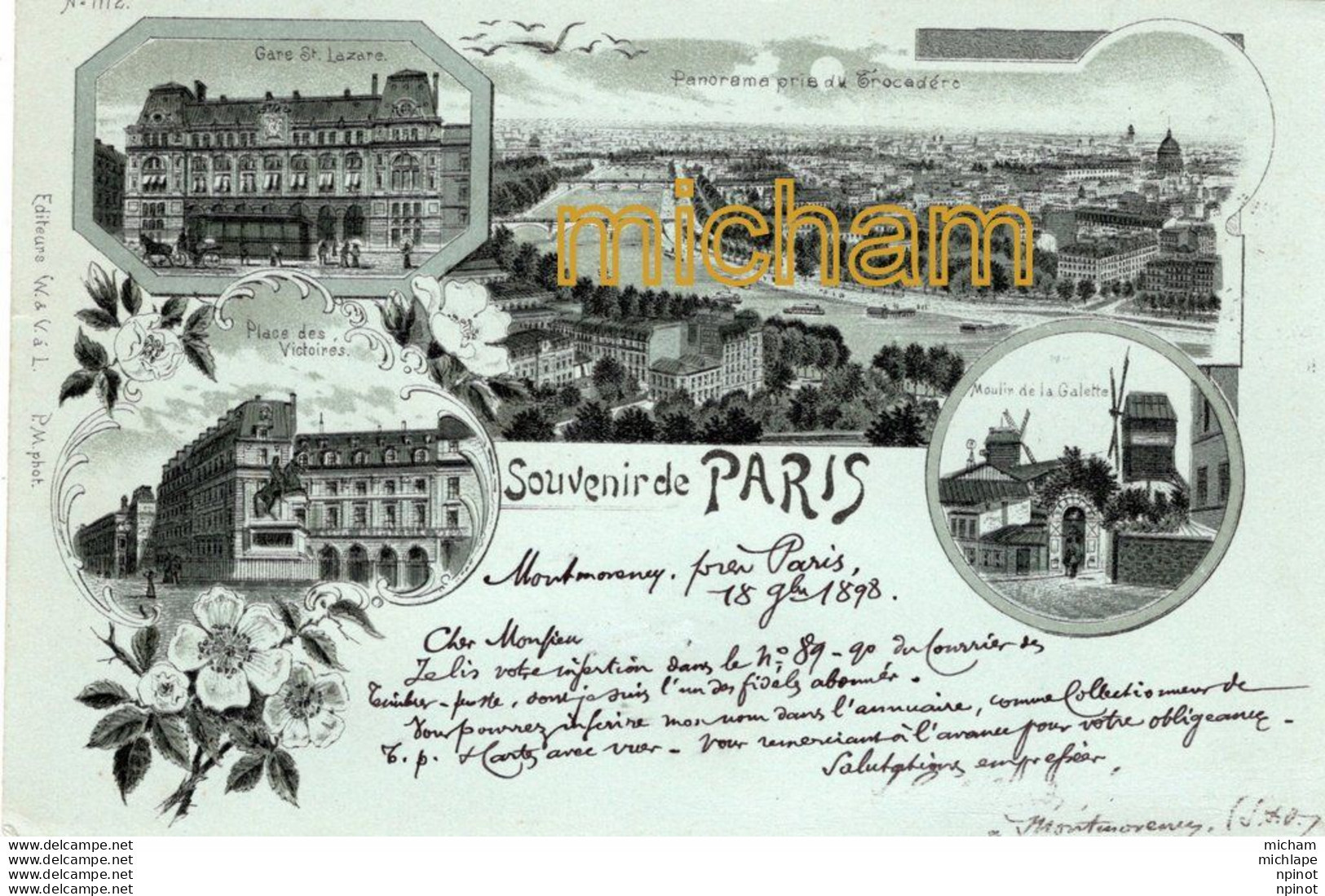 C P A   - 75  - PARIS -  Souvenir De Paris - Précurseur   De  1898 - Panorama's