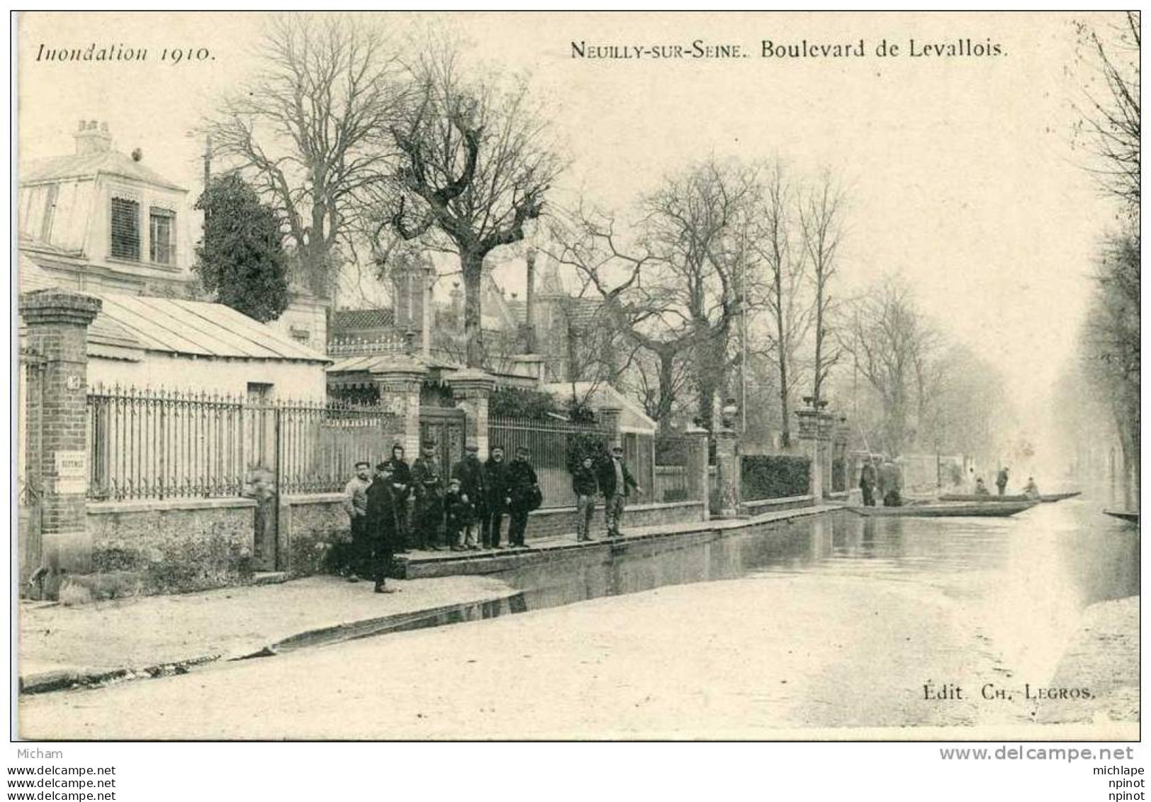 CPA 92   NEUILLY  CRUE DE 1910 BD  DE LEVALLOIS  ANIMATION PARFAIT ETAT - Neuilly Sur Seine