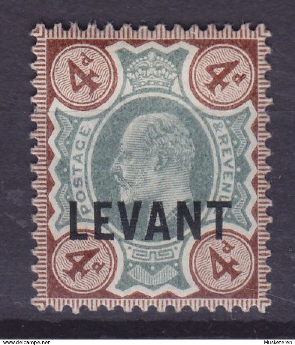 British Levant 1905 Mi. 19, 4p. König King Edward VII. Overprinted Aufdruck Surchargé 'LEVANT', MH* - British Levant