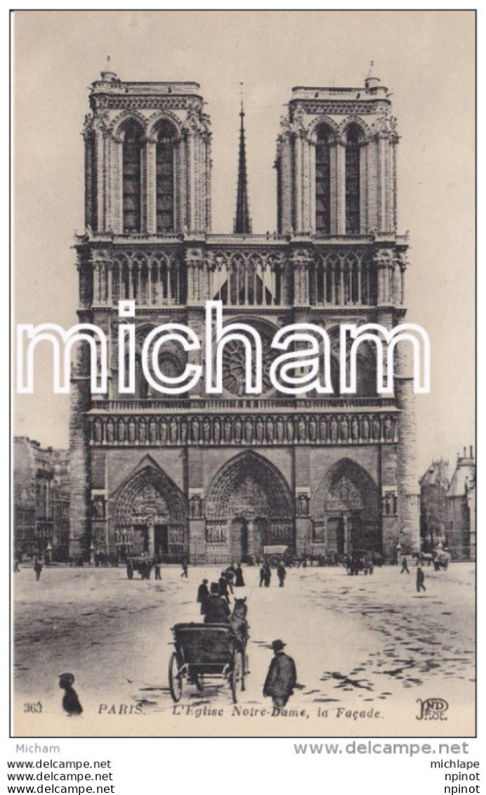 CPA    75 PARIS 4em   EGLISE  DE NOTRE DAME  FACADE   TB ETAT - District 04
