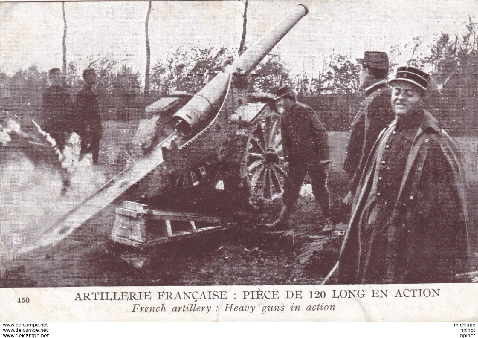 C P A  Artillerie  Une  Piece  De 120 Long     T B E - 1914-18