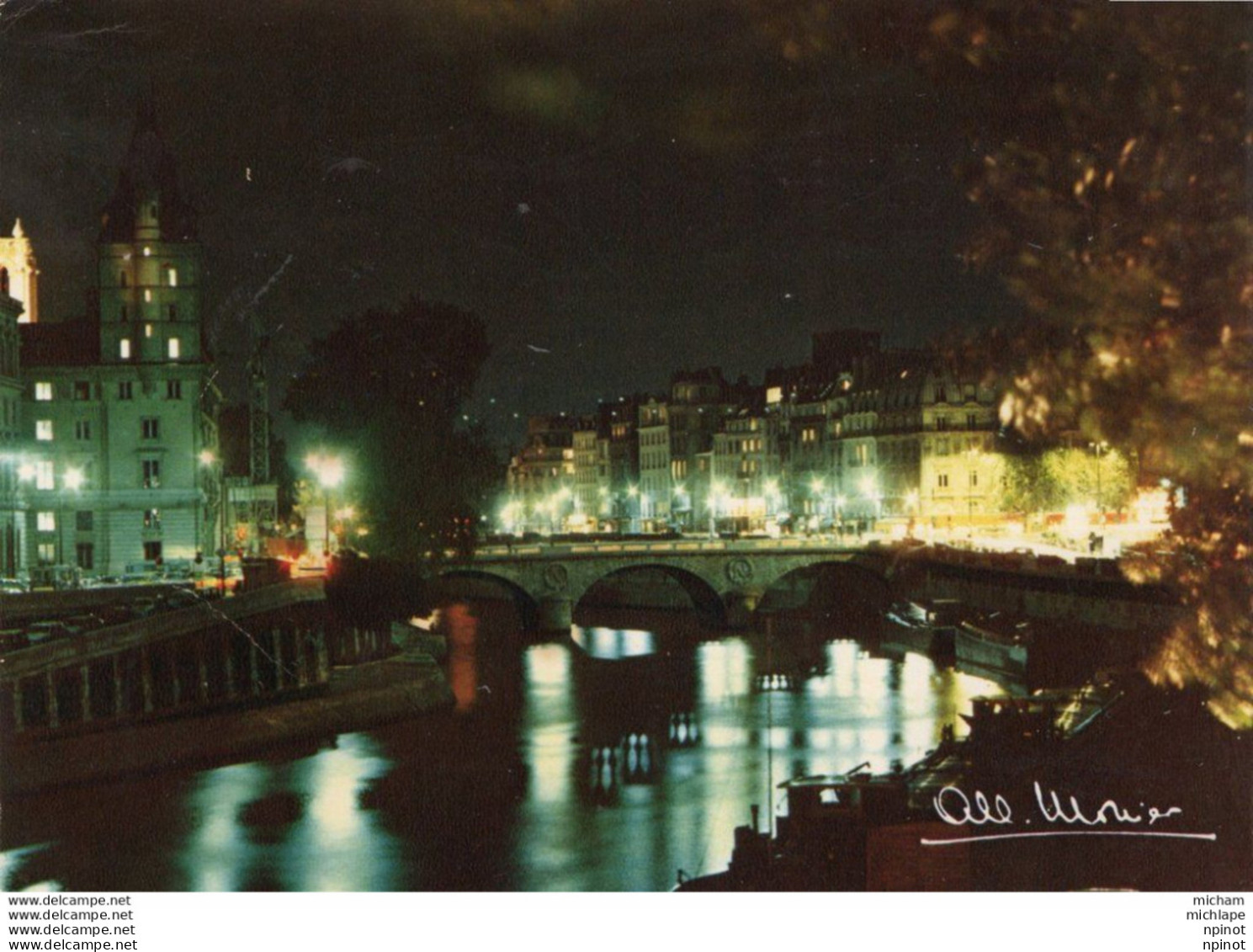 CPM - THEME PHOTOS -  ALBERT MONIER - PARIS - La Seine  Et Le Pont Saint Michel La Nuit - Monier