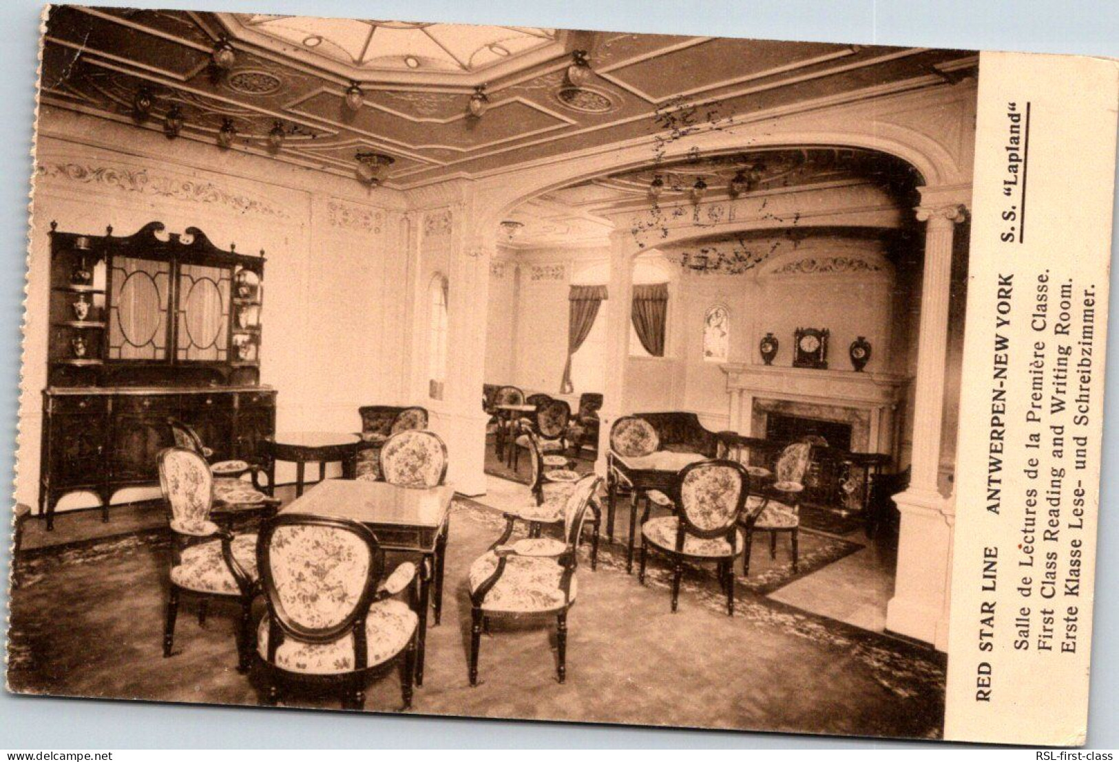 RED STAR LINE : First Class Reading And Writing Room From Series Interior Photos 3 - Booklet SS Lapland - Steamers