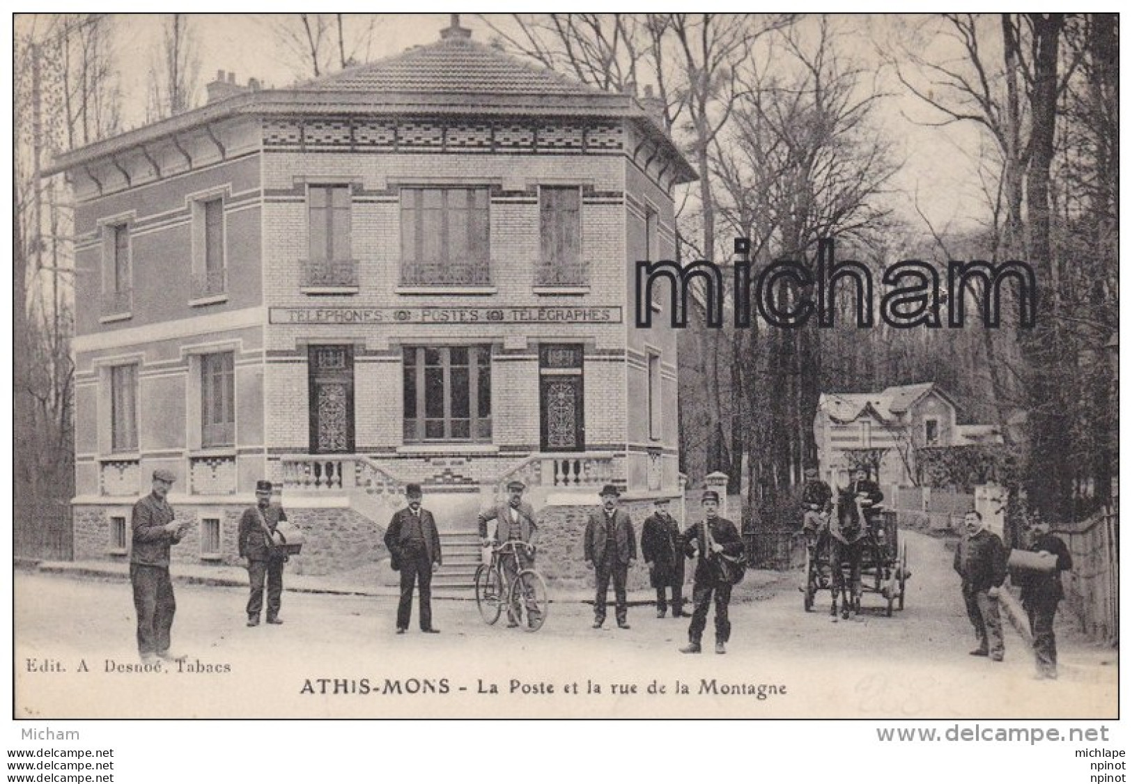 CPA 91   ATHIS MONS  LA POSTE ET LA RUE DE LA MONTAGNE TB ETAT - Athis Mons