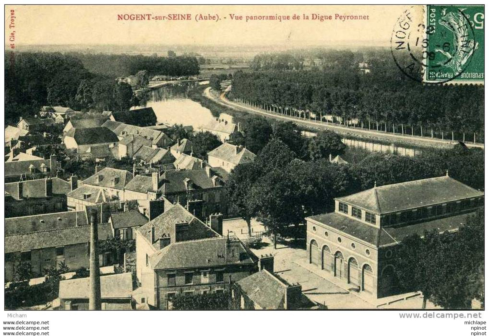 CPA 10  NOGENT SUR SEINE  VU PANORAMIQUE DIGUE PEYRONNET     PARFAIT ETAT - Nogent-sur-Seine