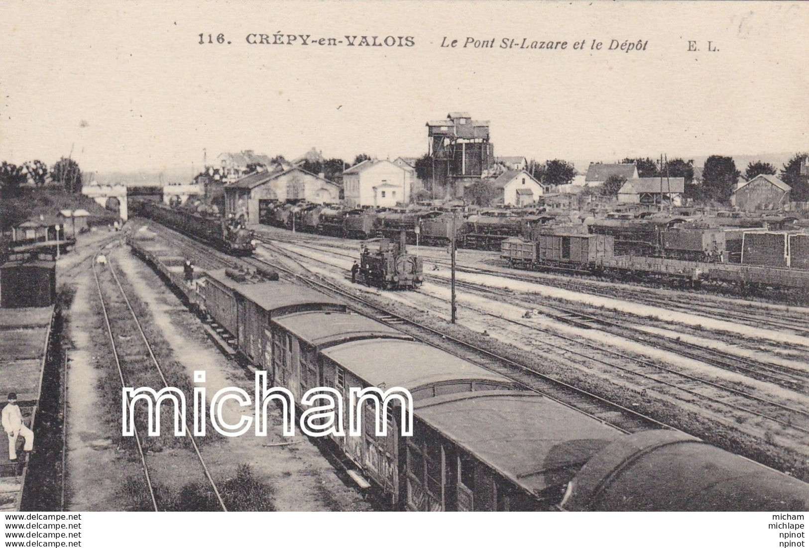 C P A 60 CREPI EN VALOIS Le Pont De  Saint Lazare Et Le Dépot  Gare  Avec Trains - Crepy En Valois