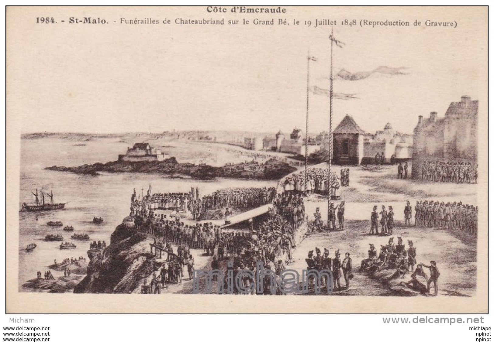 CPA  35  ST MALO FUNERAILLES DE CHATEAUBRIAND SUR LE GRAND RE TB ETAT - Saint Malo